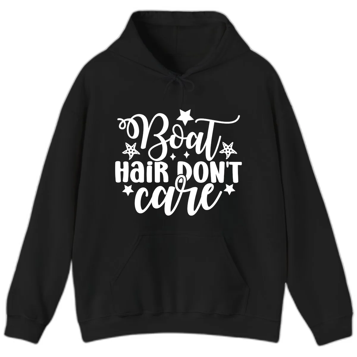Boat Hair Don't Care Slogan Hoodie in Black