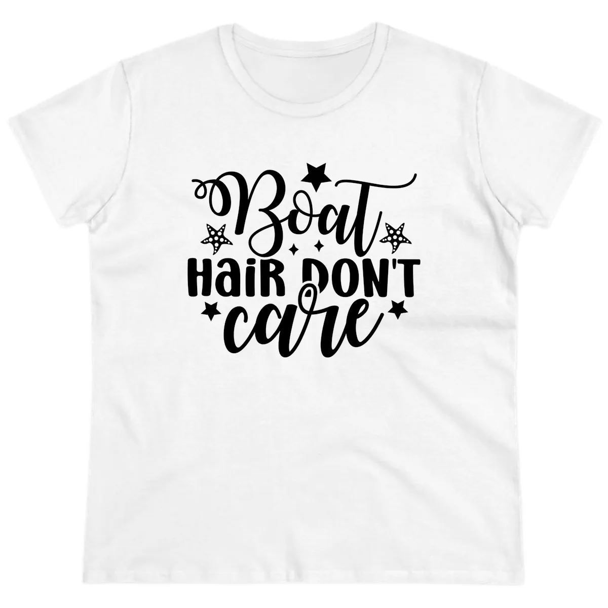 Boat Hair Don't Care Slogan Ladies Tee in White