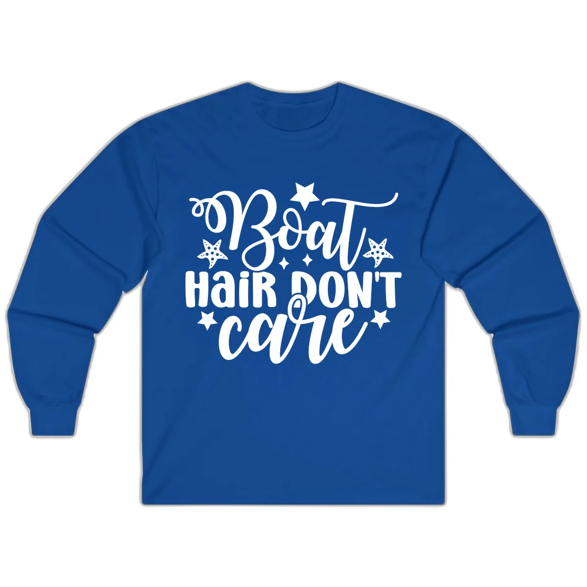 Boat Hair Don't Care Slogan Long Sleeve in Royal