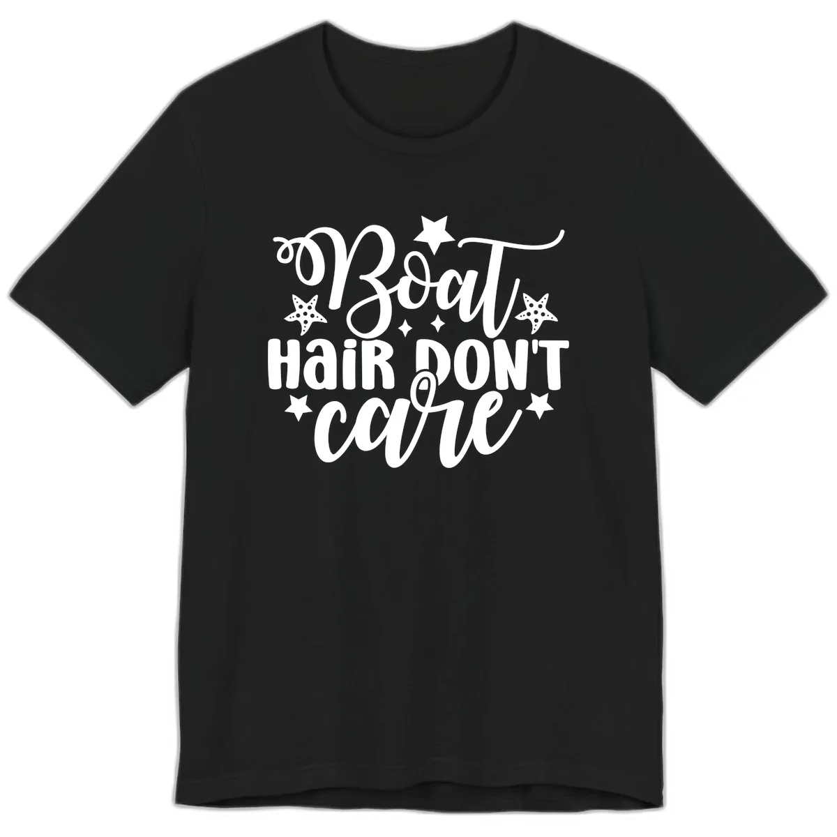 Boat Hair Don't Care Slogan Premium T-Shirt in Black