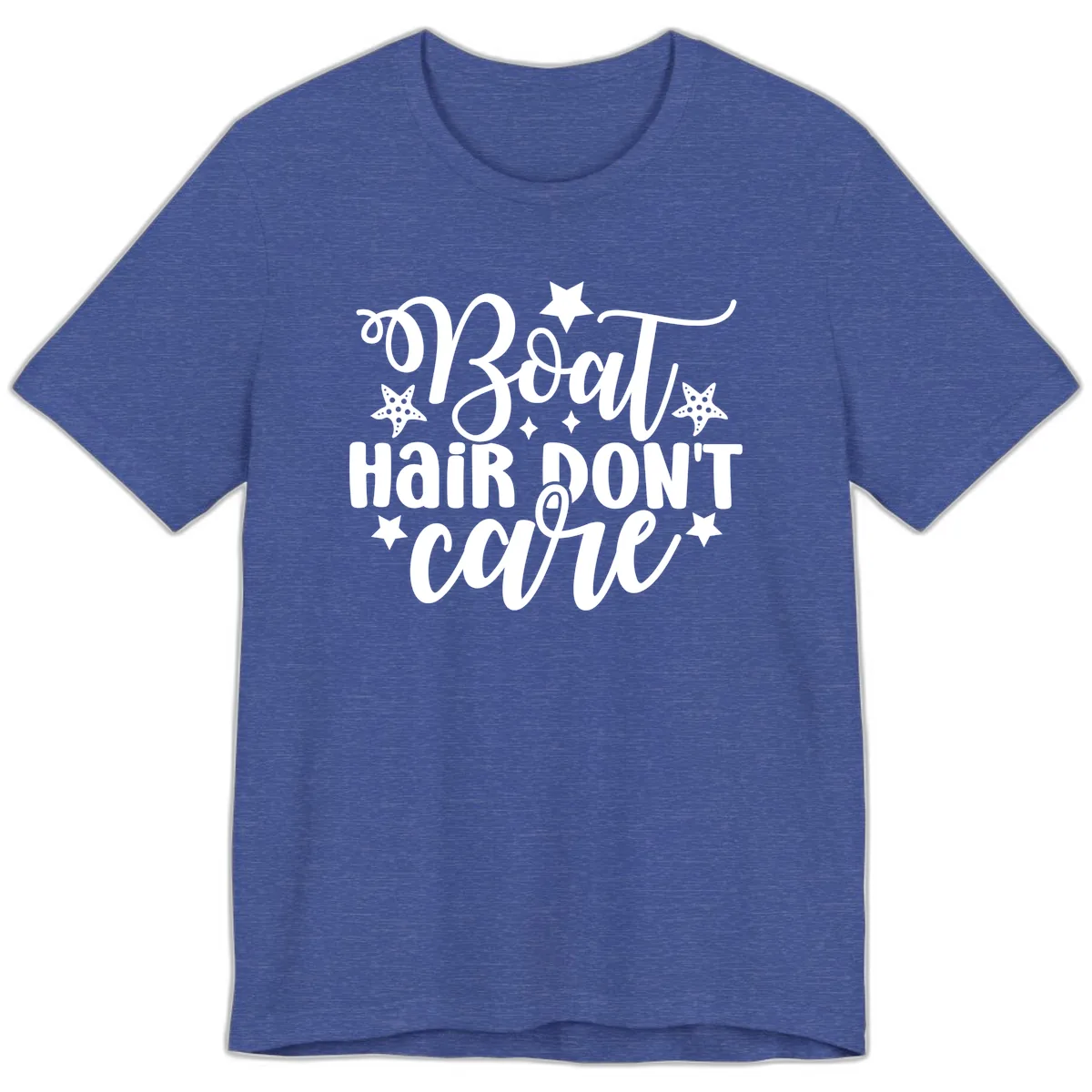 Boat Hair Don't Care Slogan Premium T-Shirt in Heather True Royal