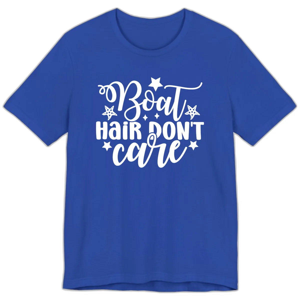 Boat Hair Don't Care Slogan Premium T-Shirt in True Royal