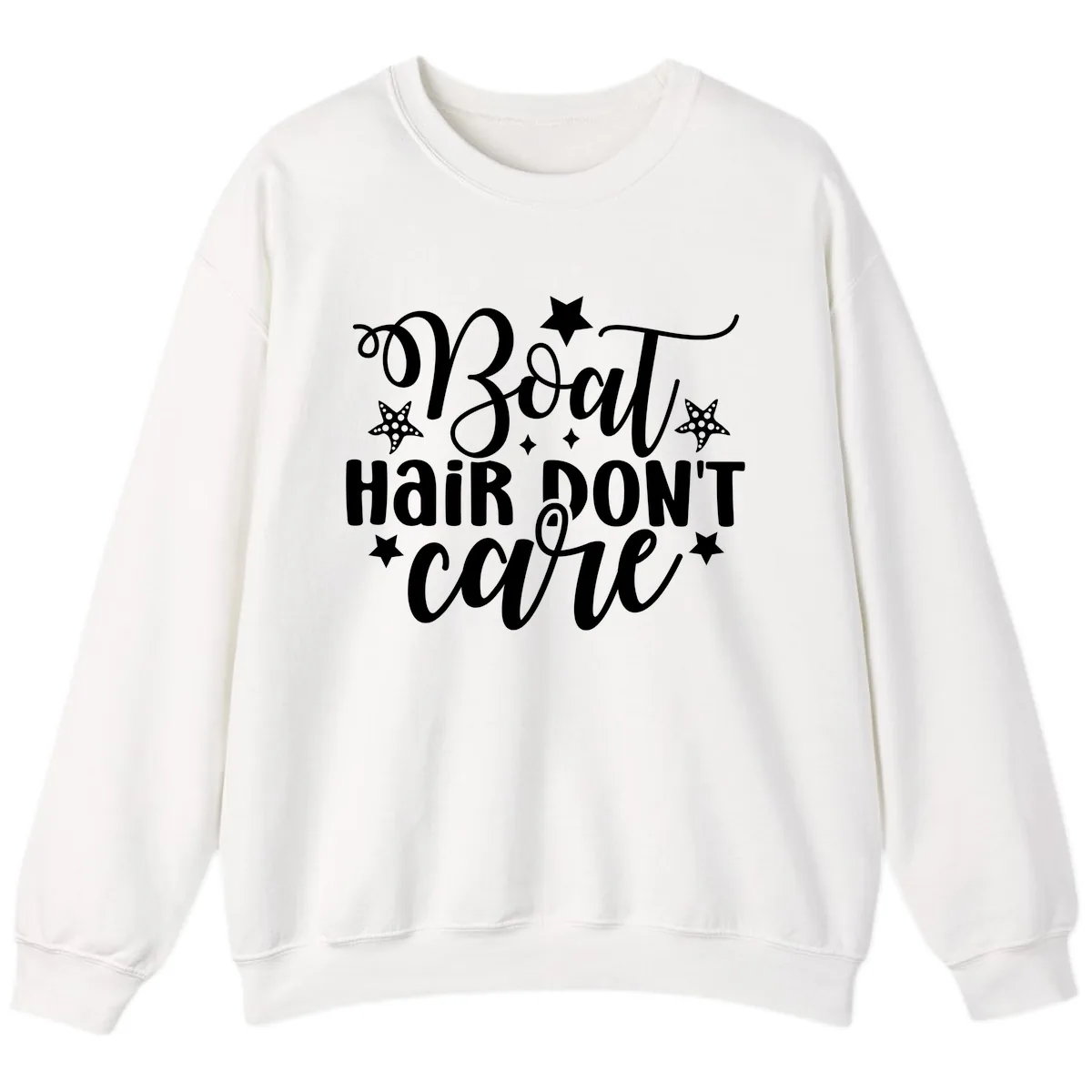 Boat Hair Don't Care Slogan Sweatshirt in White