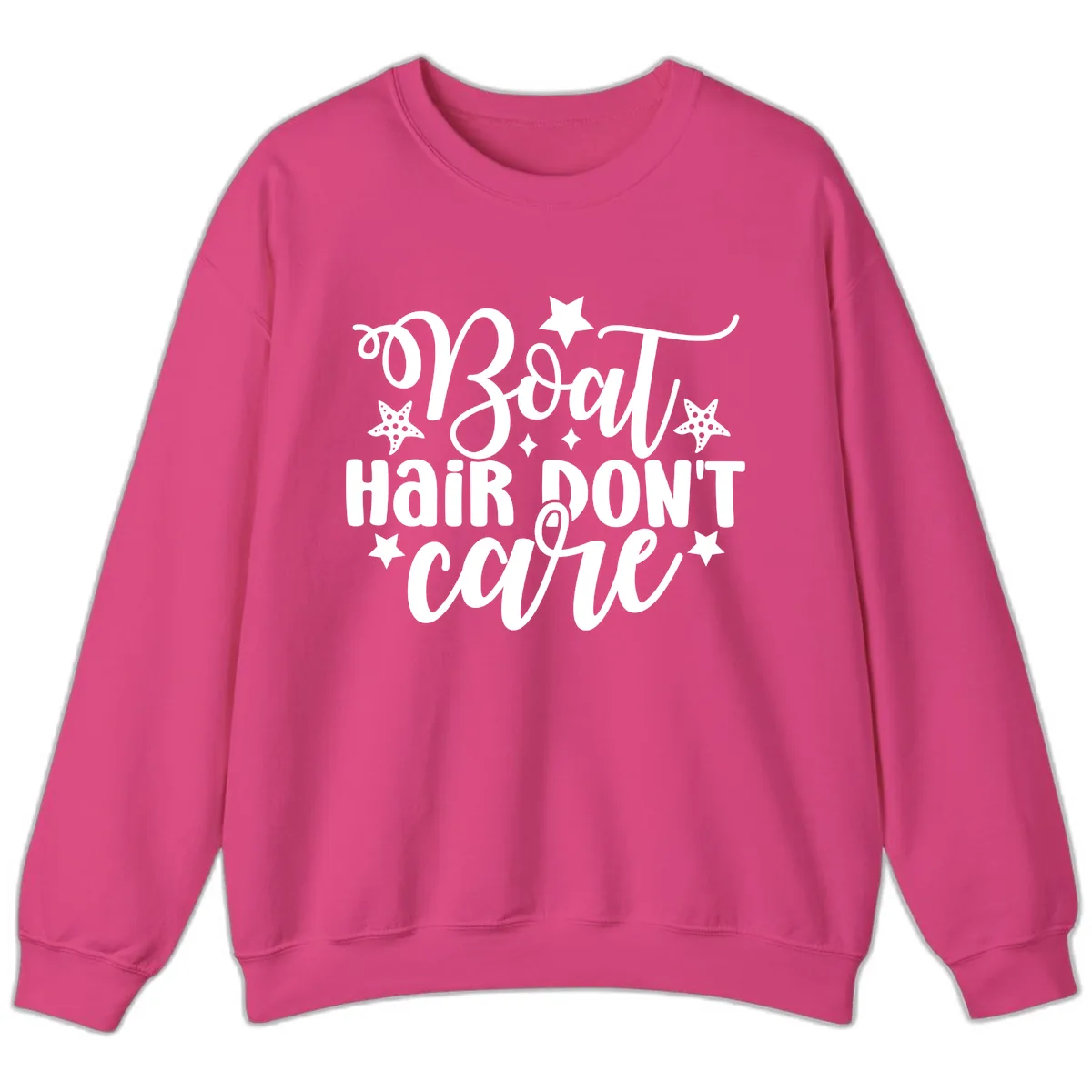 Boat Hair Don't Care Slogan Sweatshirt in Heliconia