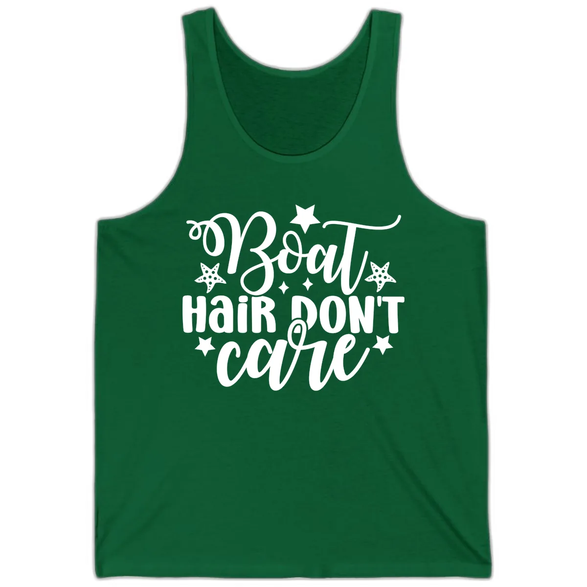 Boat Hair Don't Care Slogan Tank in Kelly