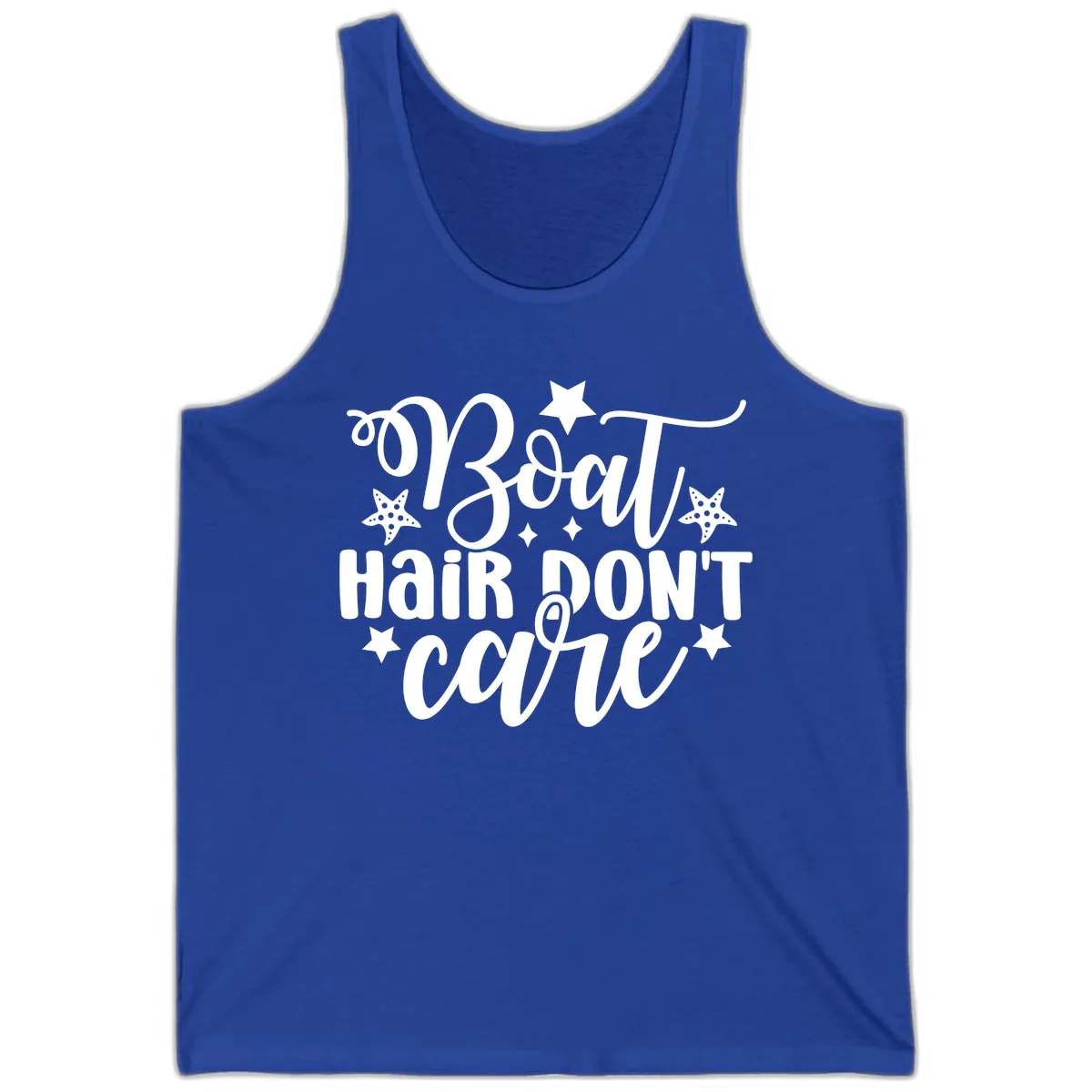 Boat Hair Don't Care Slogan Tank in True Royal