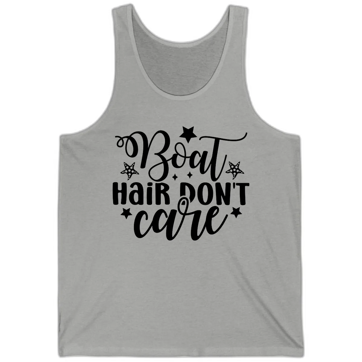 Boat Hair Don't Care Slogan Tank in Athletic Heather