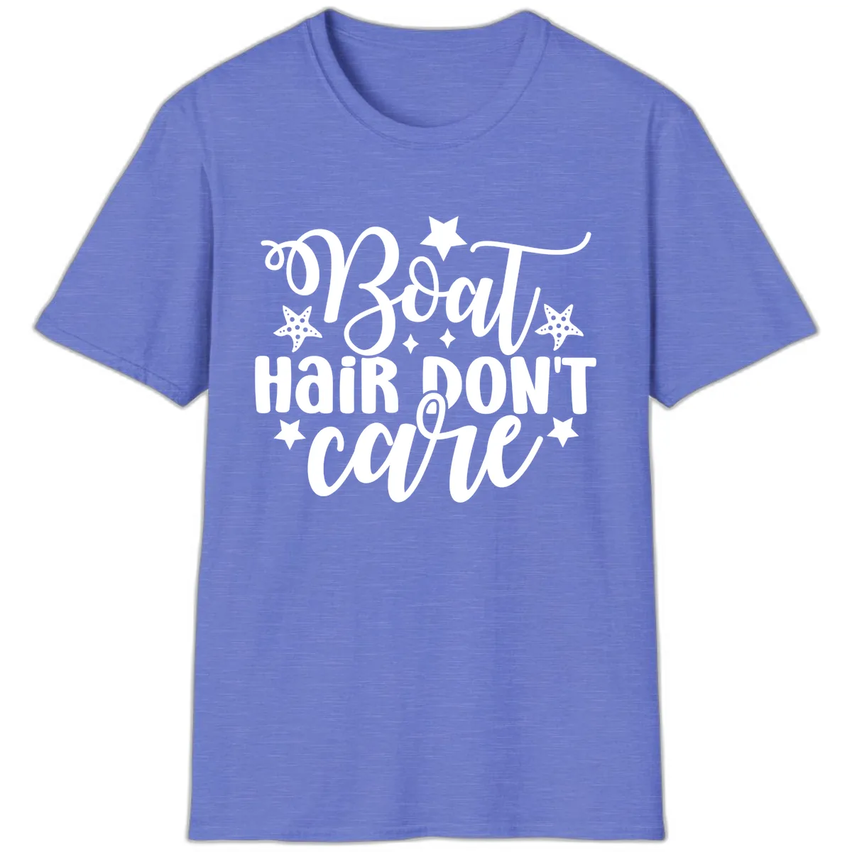 Boat Hair Don't Care Slogan T-Shirt in Heather Royal