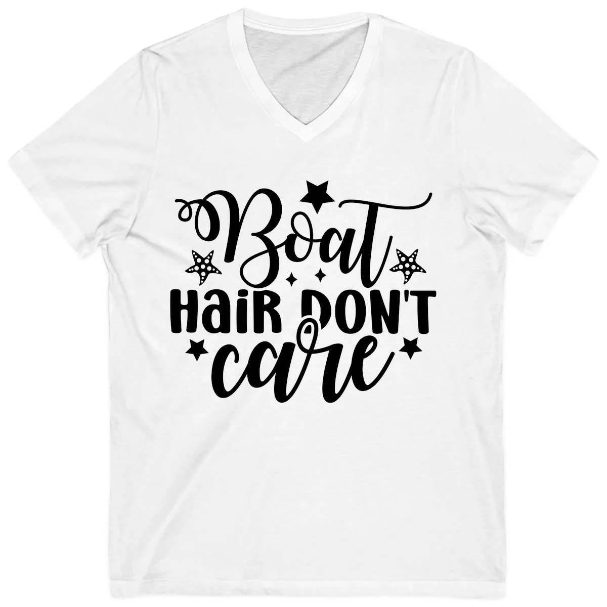 Boat Hair Don't Care Slogan V-Neck in White