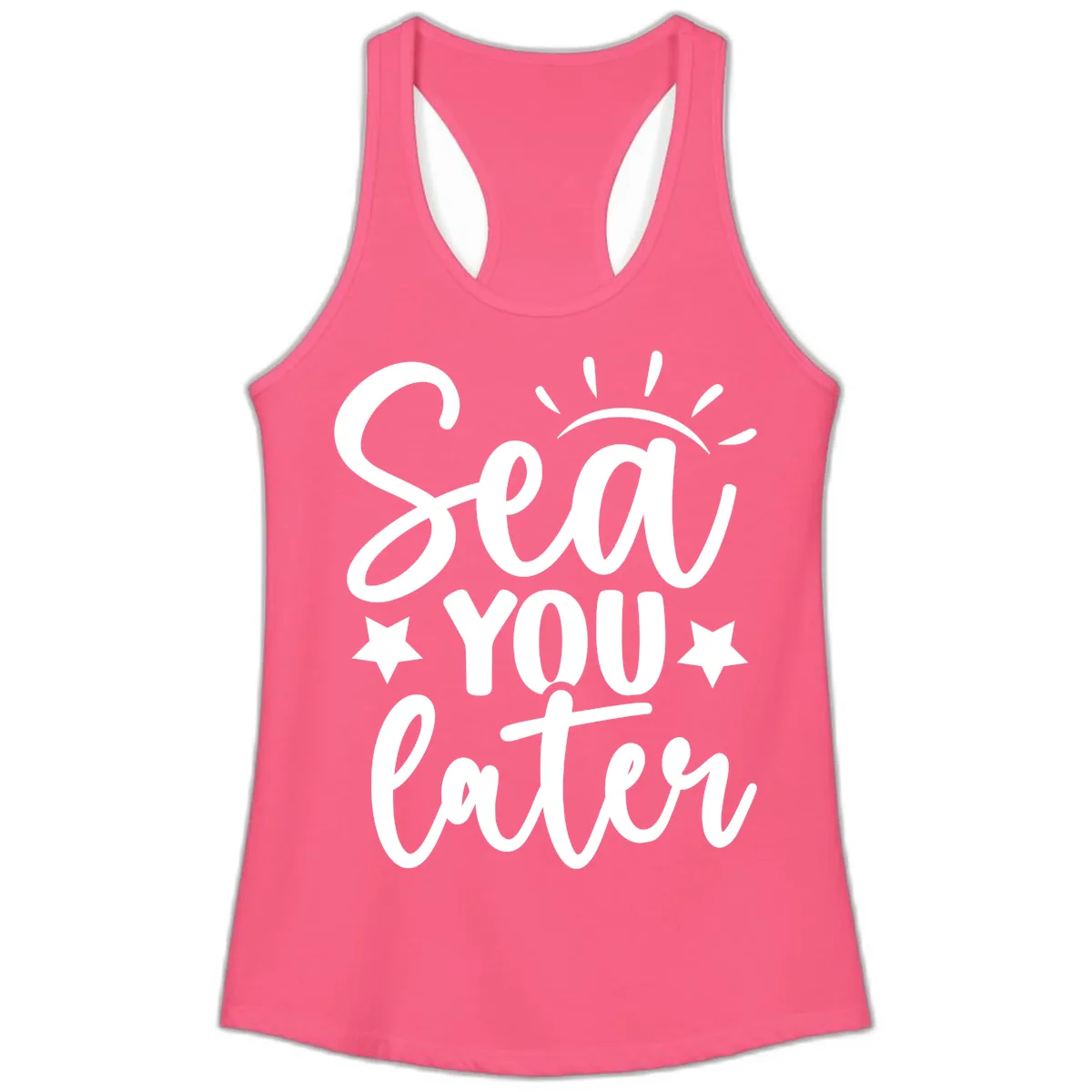 Sea You Later Cruise Design Ladies Tank in Solid Hot Pink