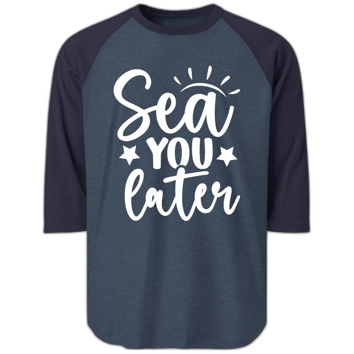 Sea You Later Cruise Design Raglan 3/4 in Heather Denim Navy