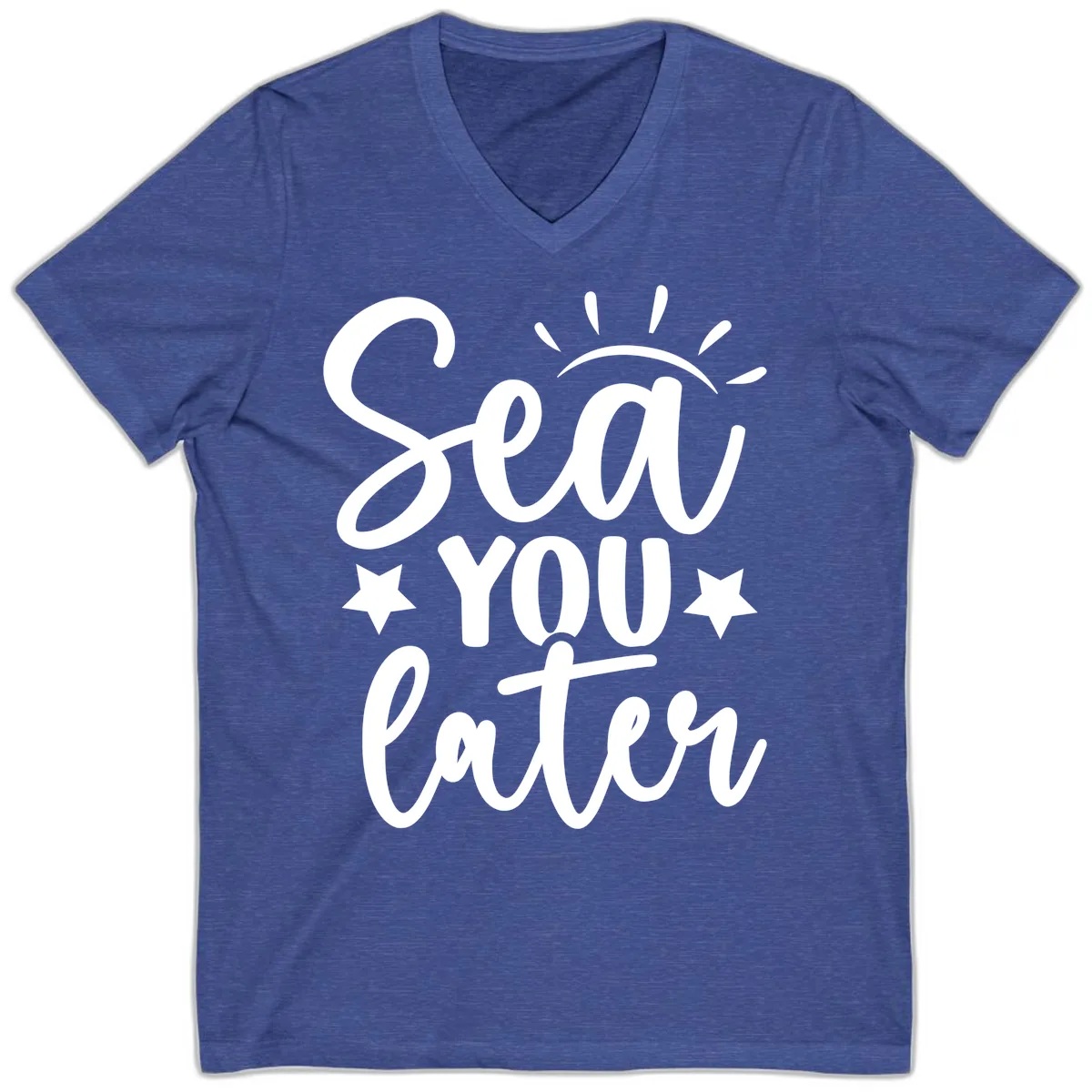 Sea You Later Cruise Design V-Neck in Heather True Royal