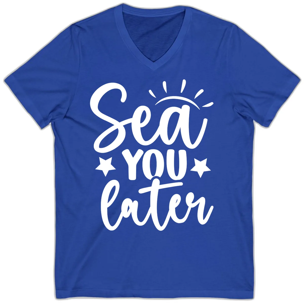 Sea You Later Cruise Design V-Neck in True Royal