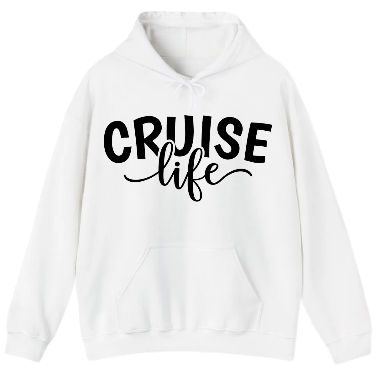Cruise Life Typography Design Hoodie in White