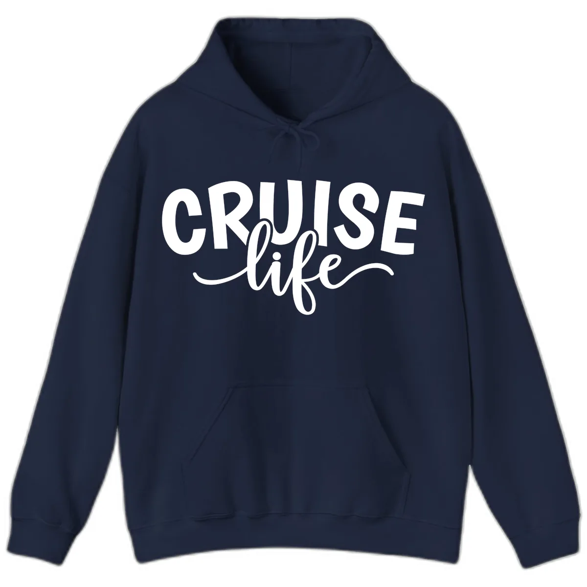 Cruise Life Typography Design Hoodie in Navy