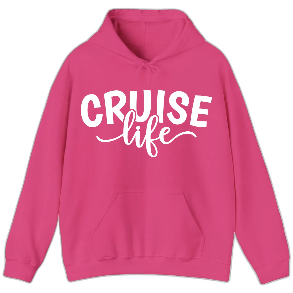 Cruise Life Typography Design Hoodie in Heliconia