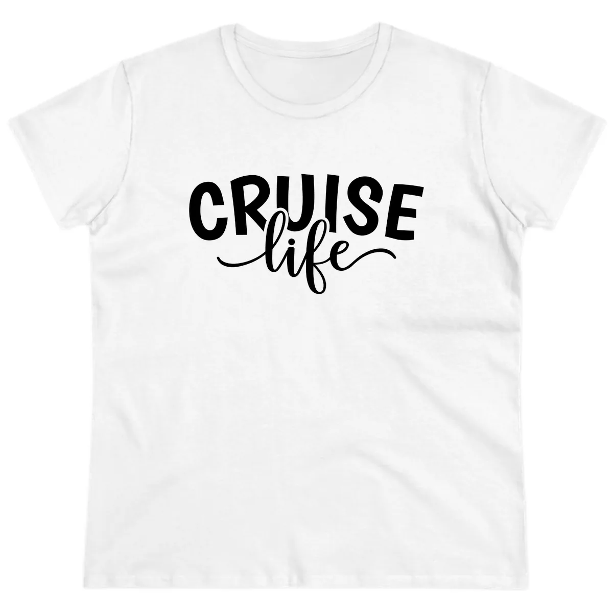 Cruise Life Typography Design Ladies Tee in White