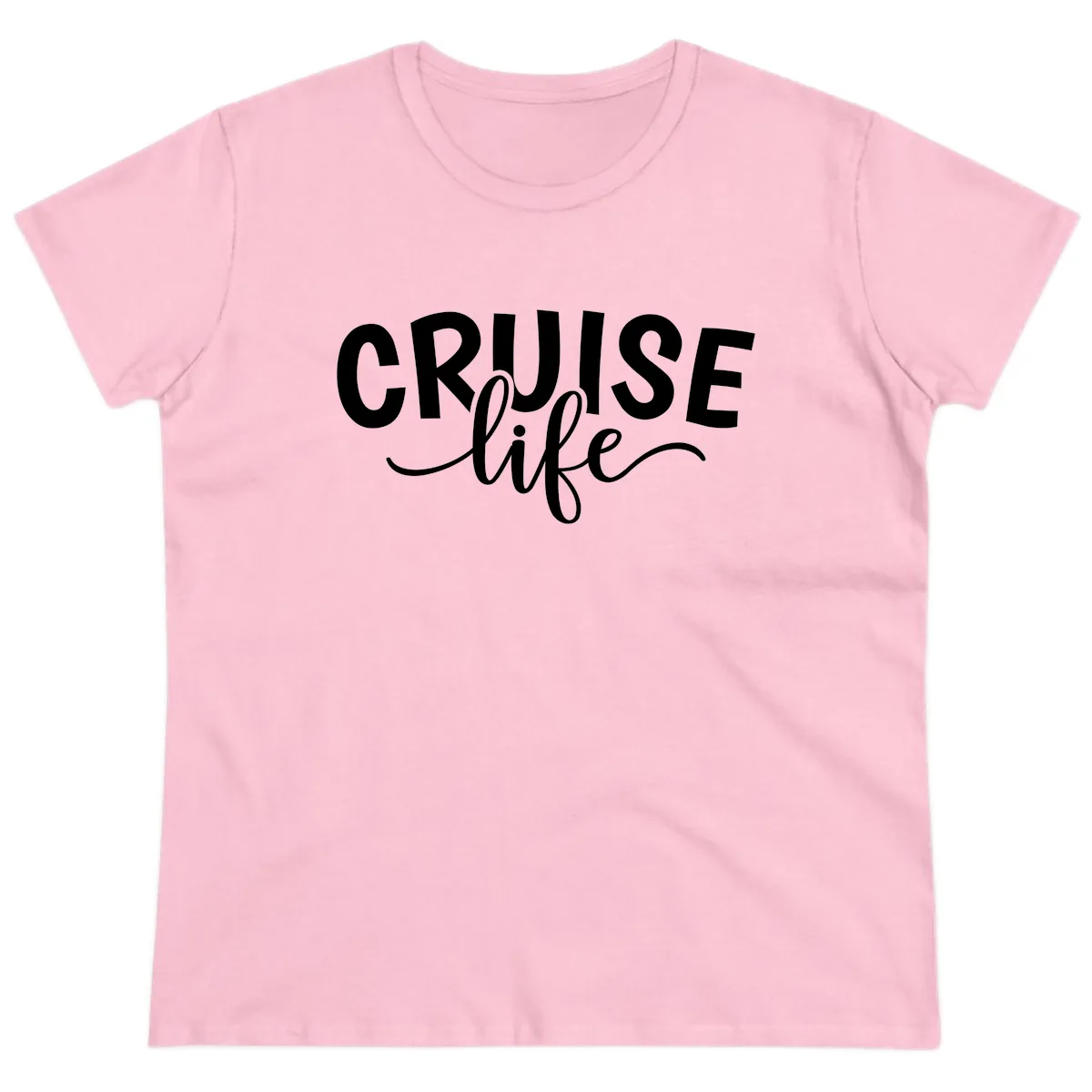 Cruise Life Typography Design Ladies Tee in Light Pink