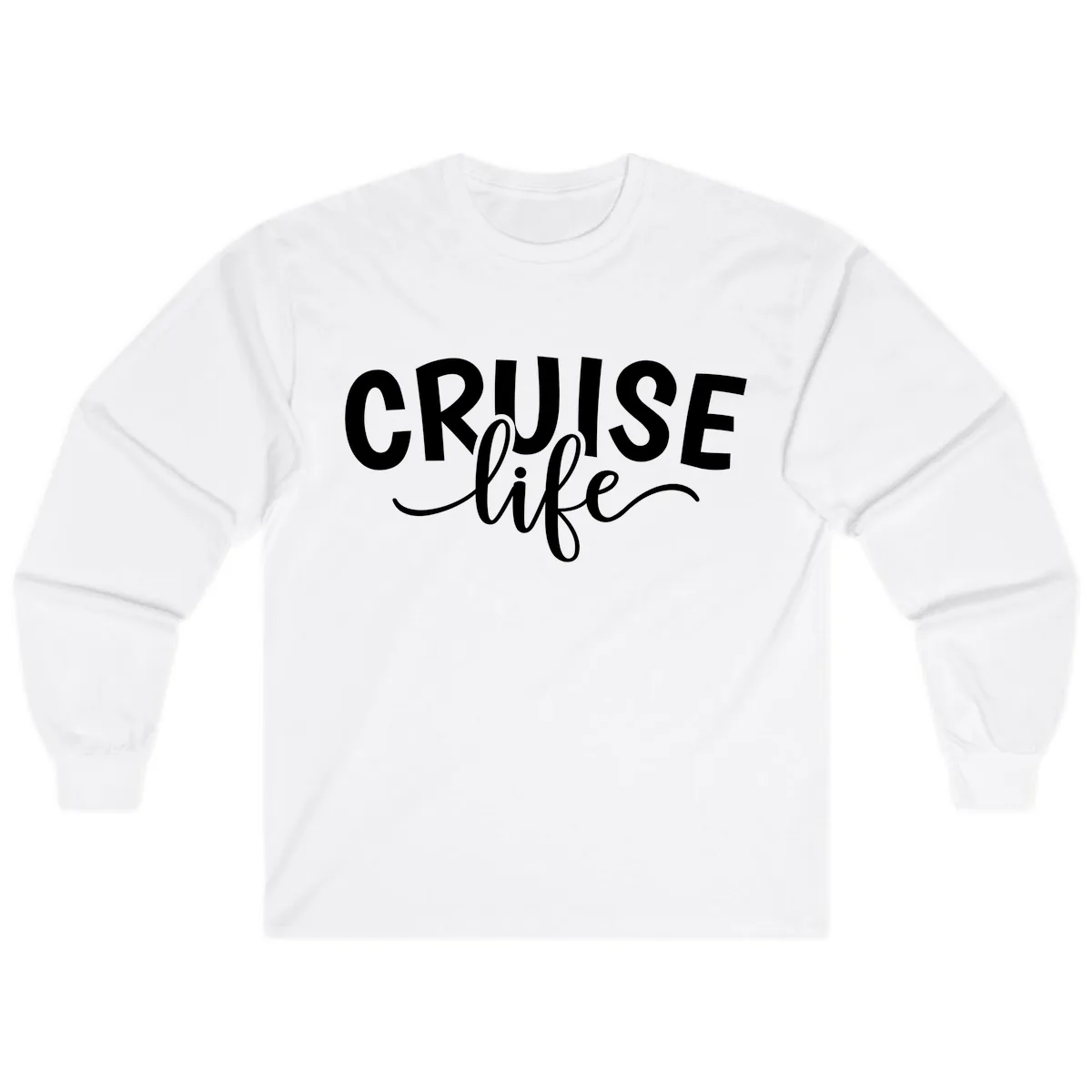 Cruise Life Typography Design Long Sleeve in White