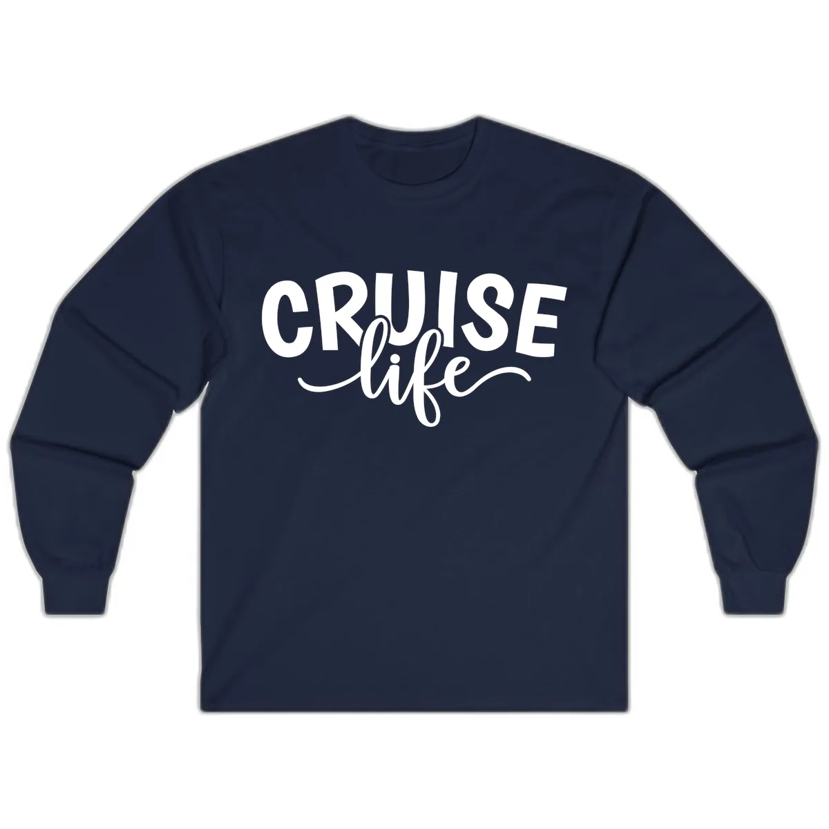 Cruise Life Typography Design Long Sleeve in Navy