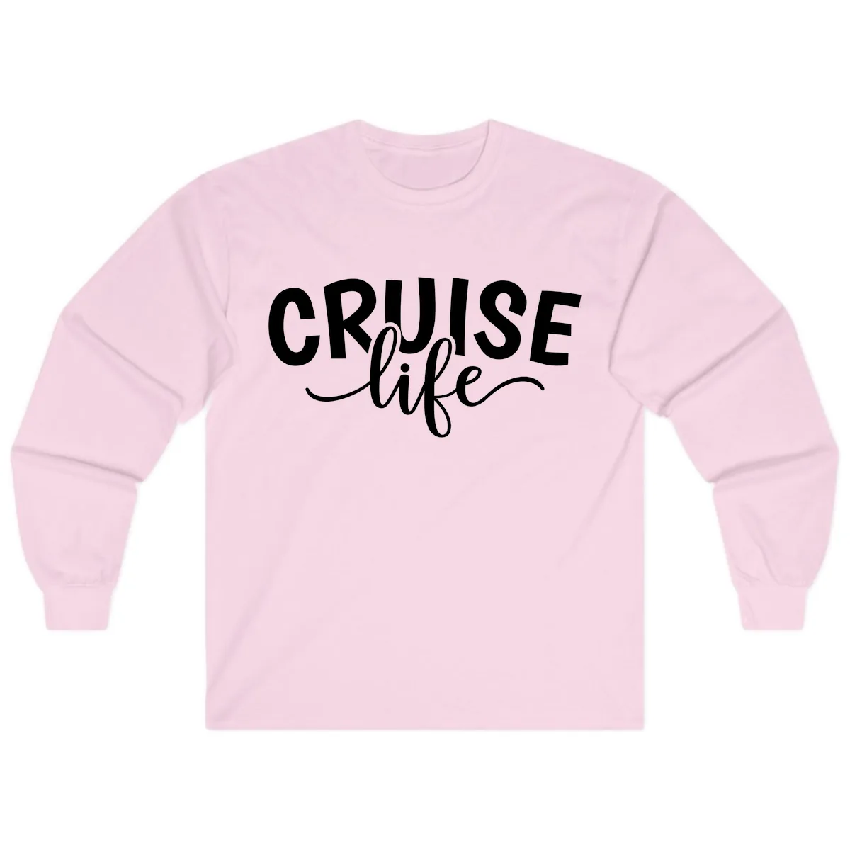 Cruise Life Typography Design Long Sleeve in Light Pink