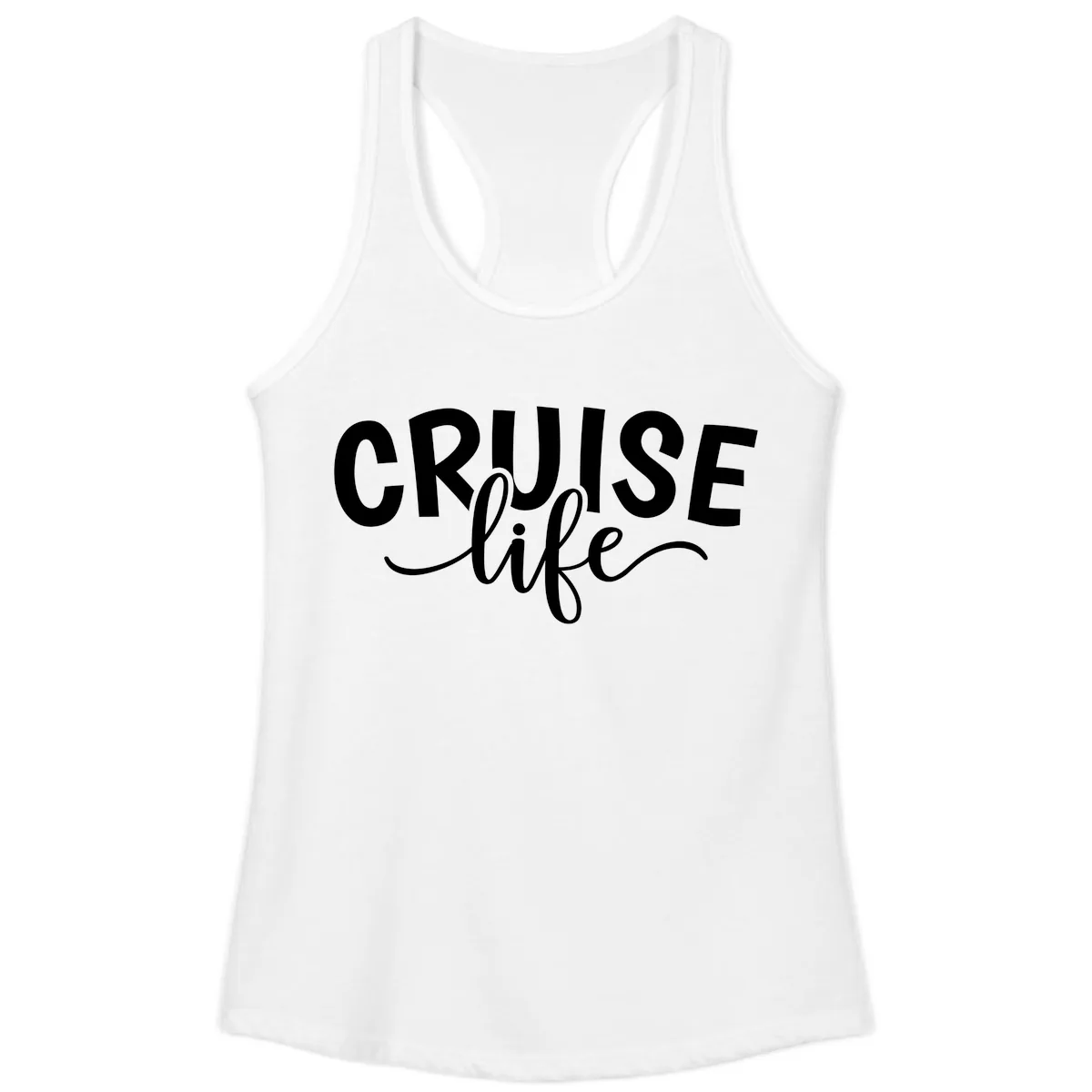 Cruise Life Typography Design Ladies Tank in White