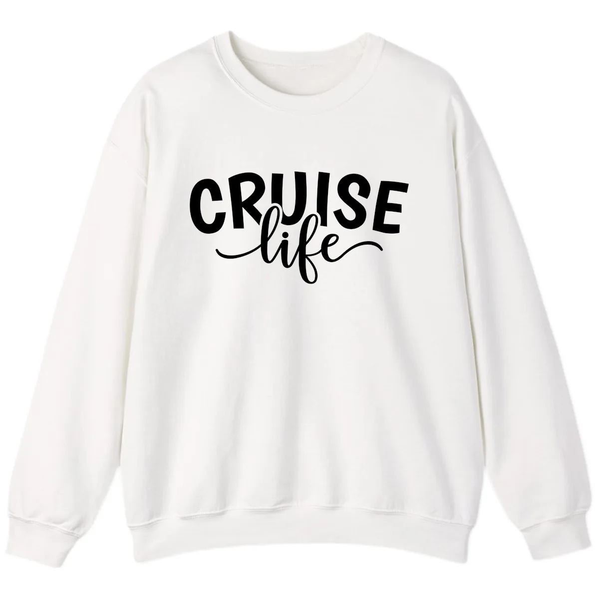 Cruise Life Typography Design Sweatshirt in White