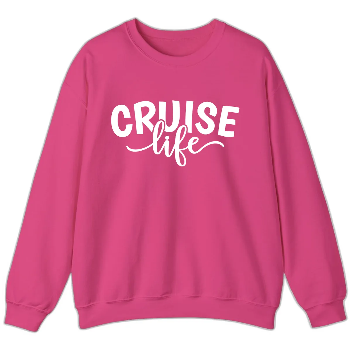Cruise Life Typography Design Sweatshirt in Heliconia