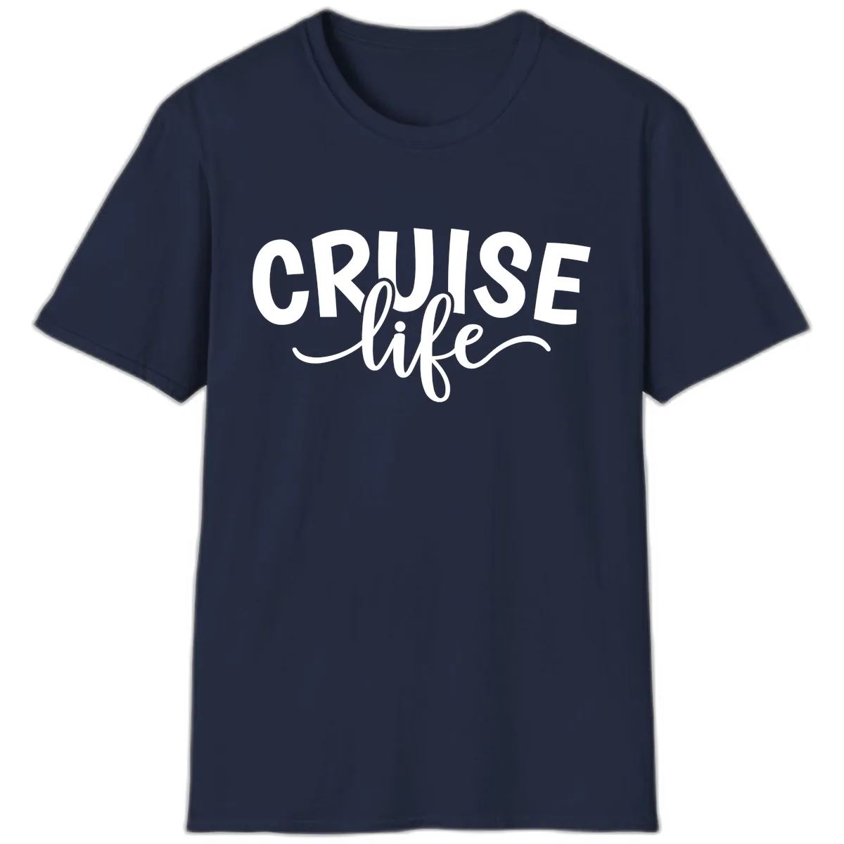 Cruise Life Typography Design T-Shirt in Navy
