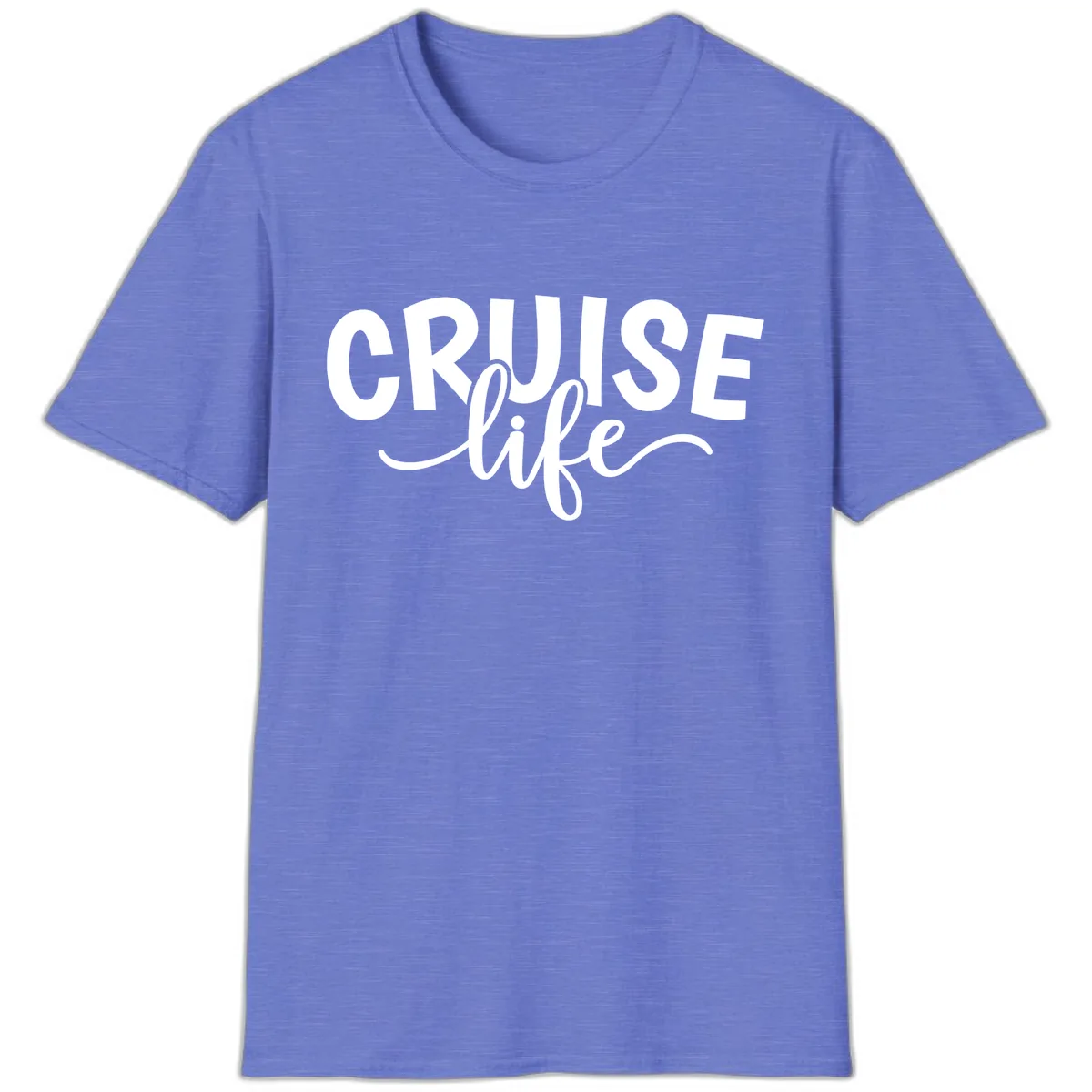 Cruise Life Typography Design T-Shirt in Heather Royal