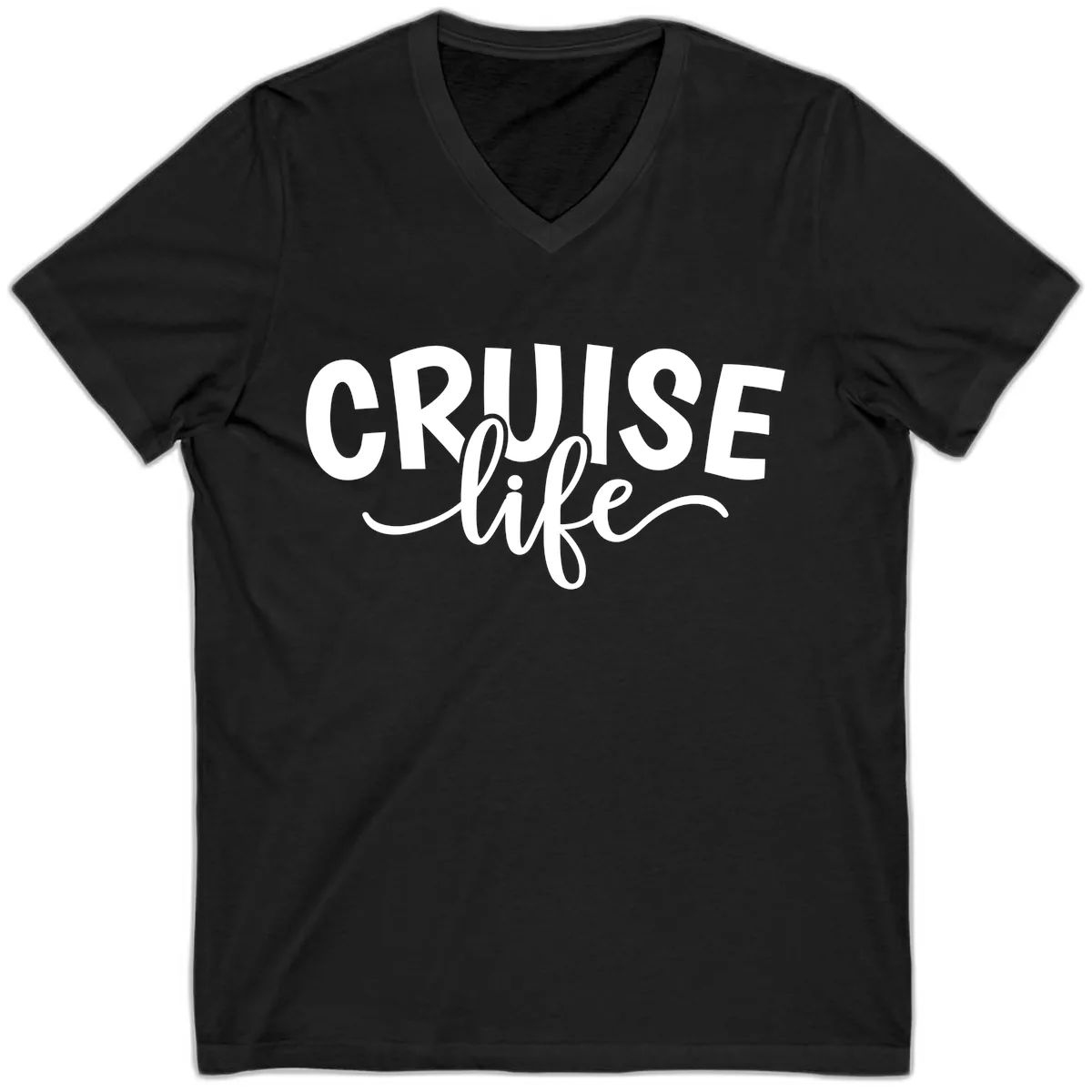 Cruise Life Typography Design V-Neck in Black