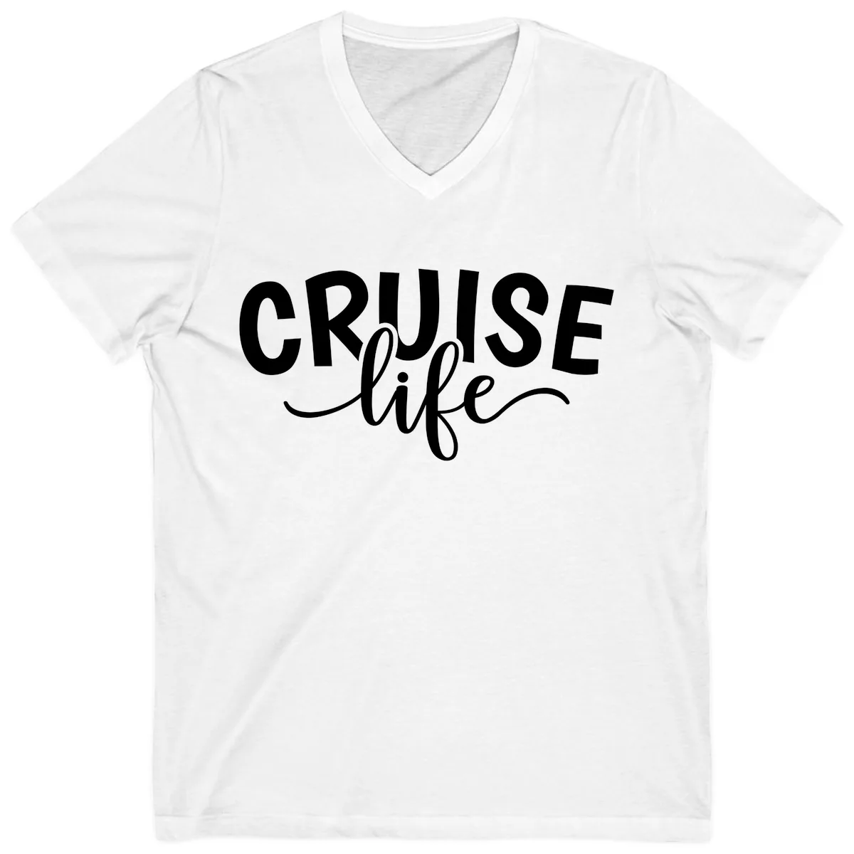 Cruise Life Typography Design V-Neck in White