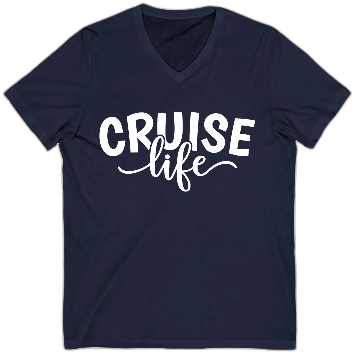Cruise Life Typography Design V-Neck in Navy