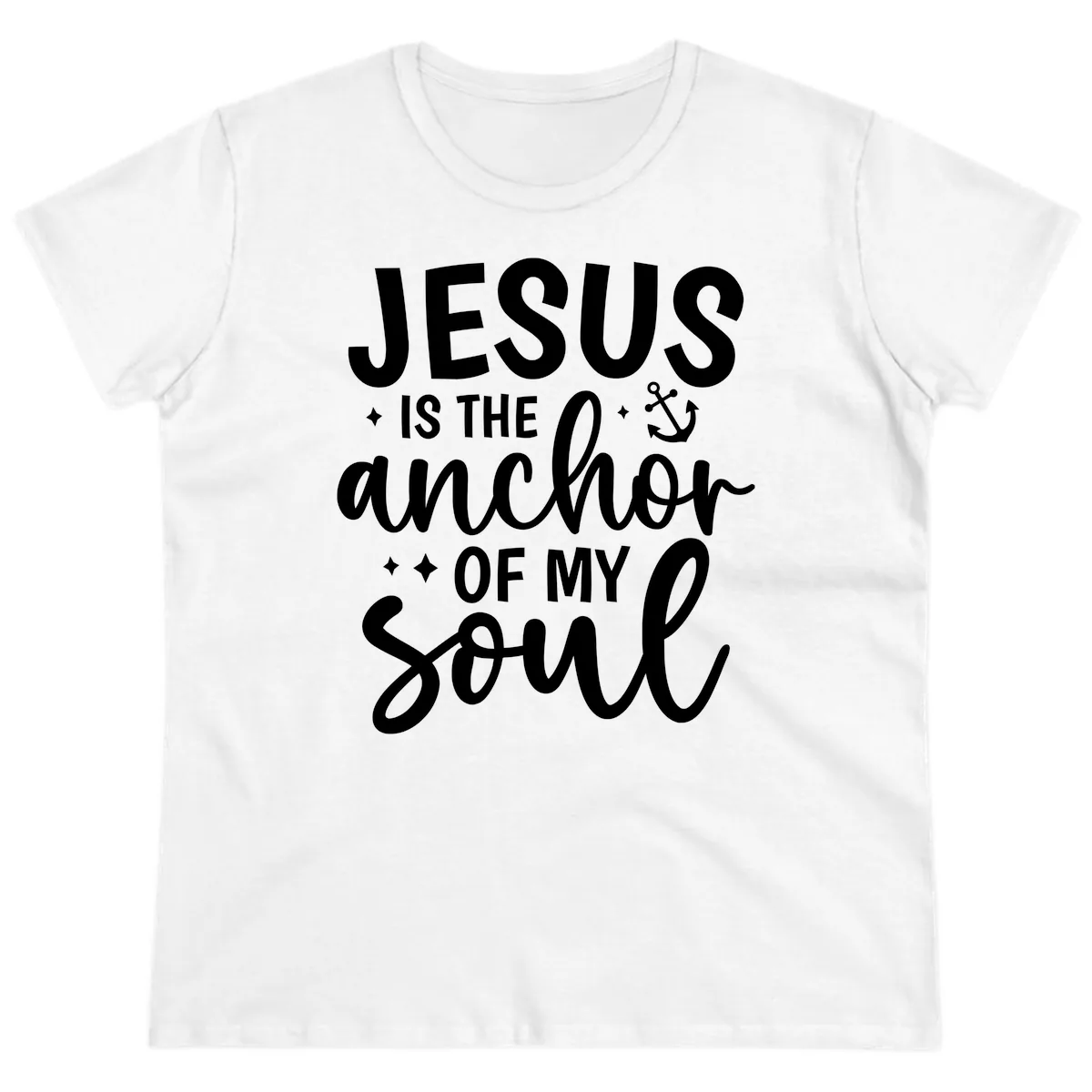 Jesus Is The Anchor Of My Soul Ladies Tee in White