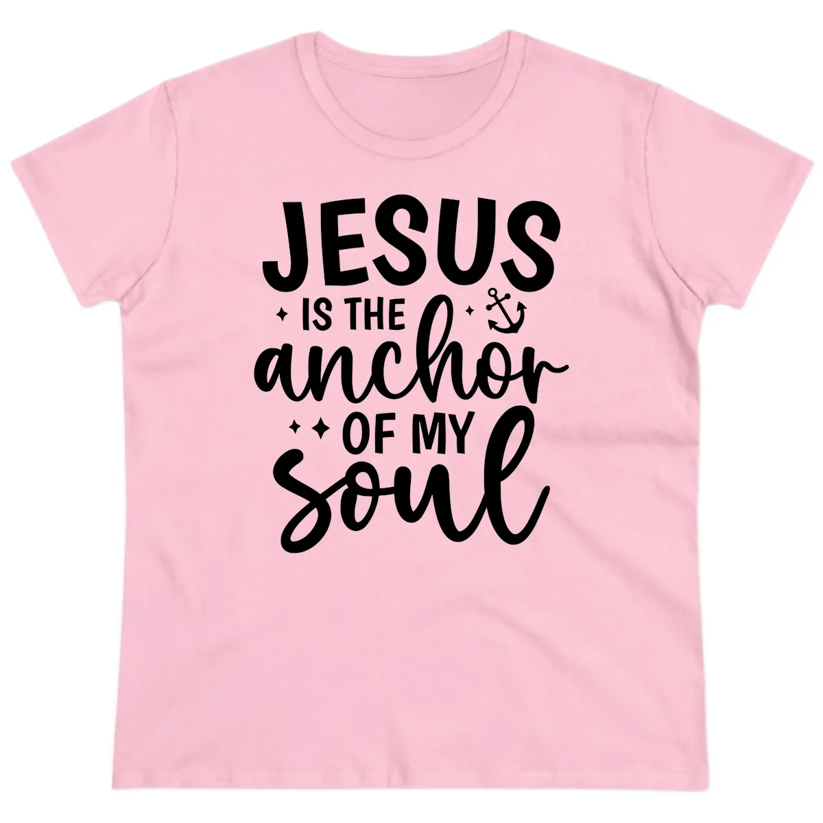 Jesus Is The Anchor Of My Soul Ladies Tee in Light Pink
