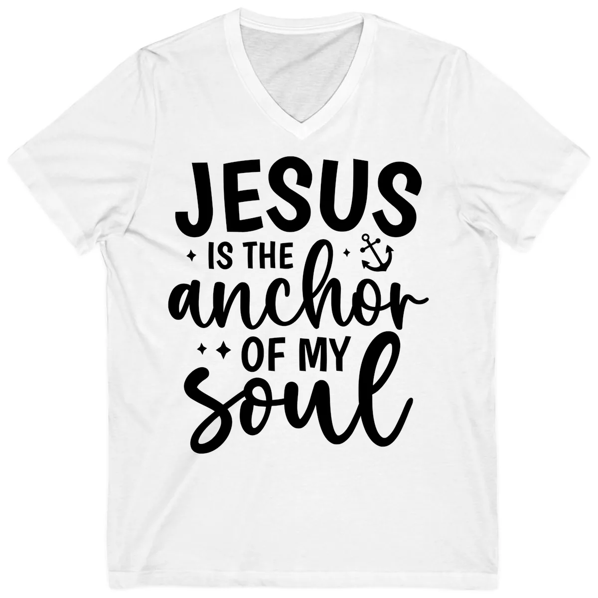 Jesus Is The Anchor Of My Soul V-Neck in White