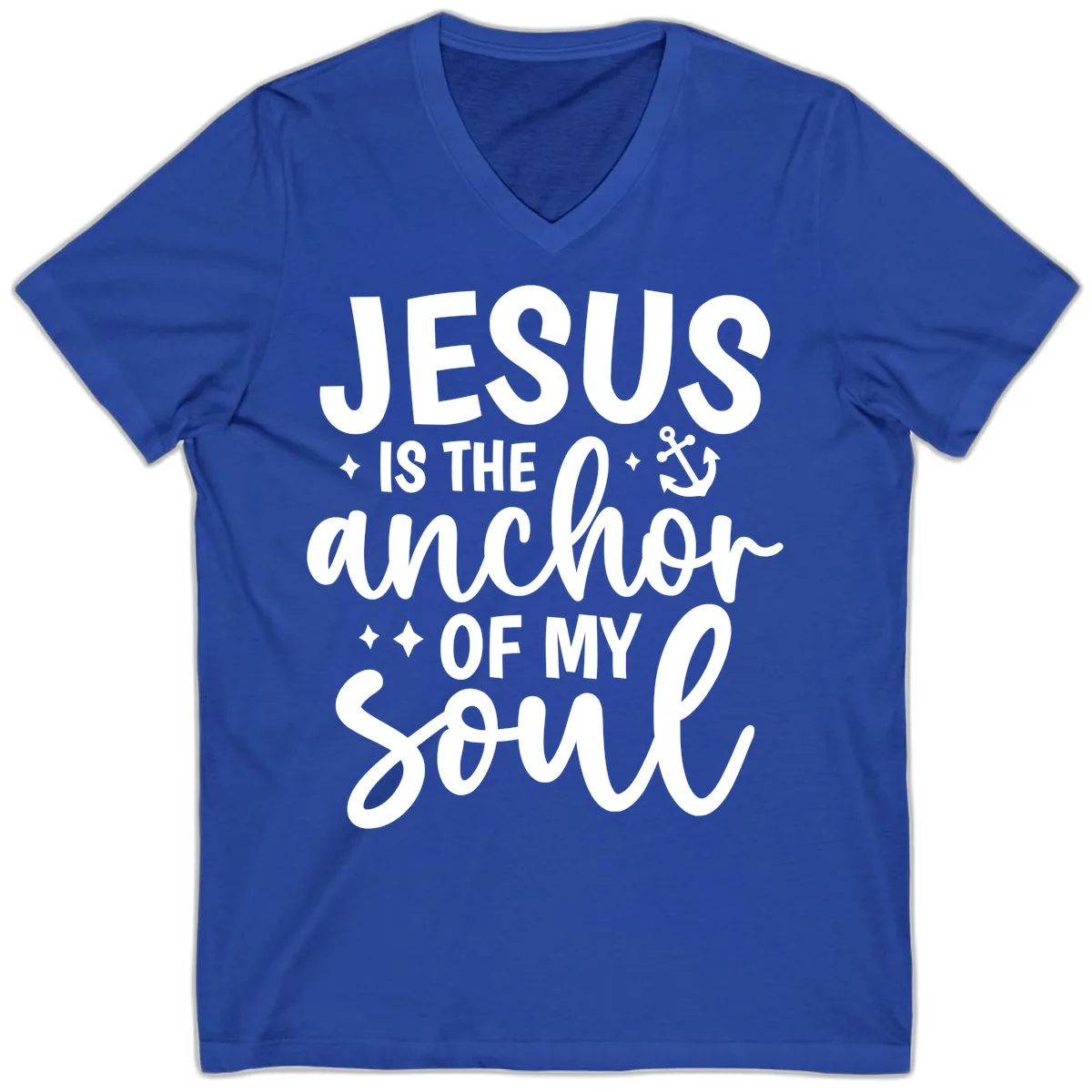 Jesus Is The Anchor Of My Soul V-Neck in True Royal