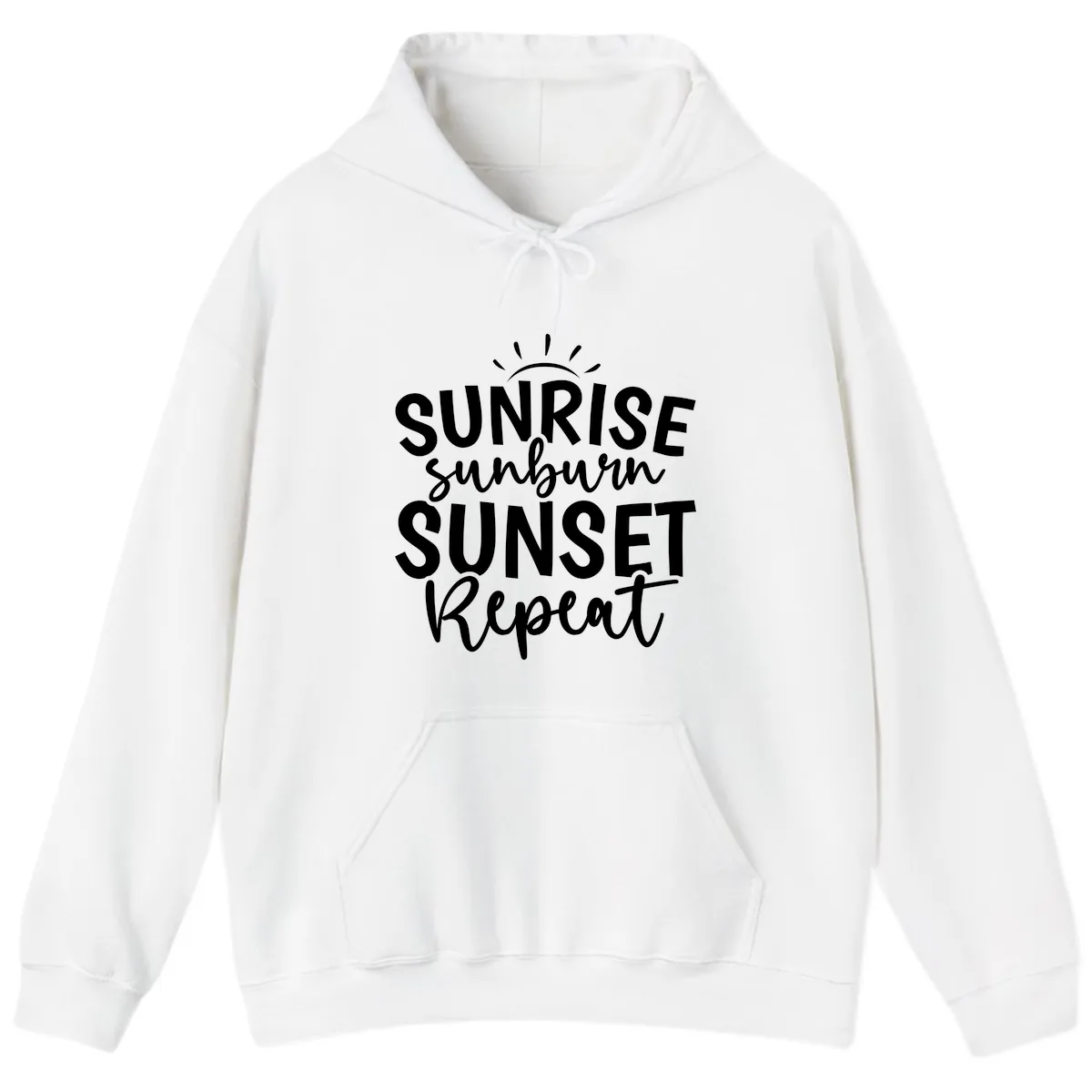 Sunrise Sunburn Sunset Repeat Hoodie in White