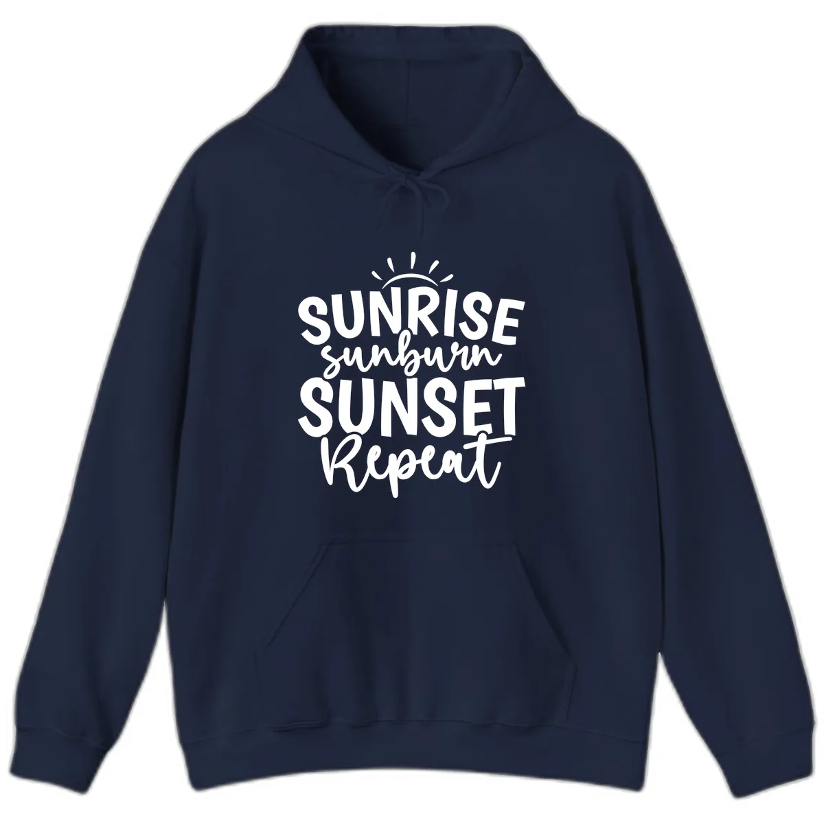 Sunrise Sunburn Sunset Repeat Hoodie in Navy