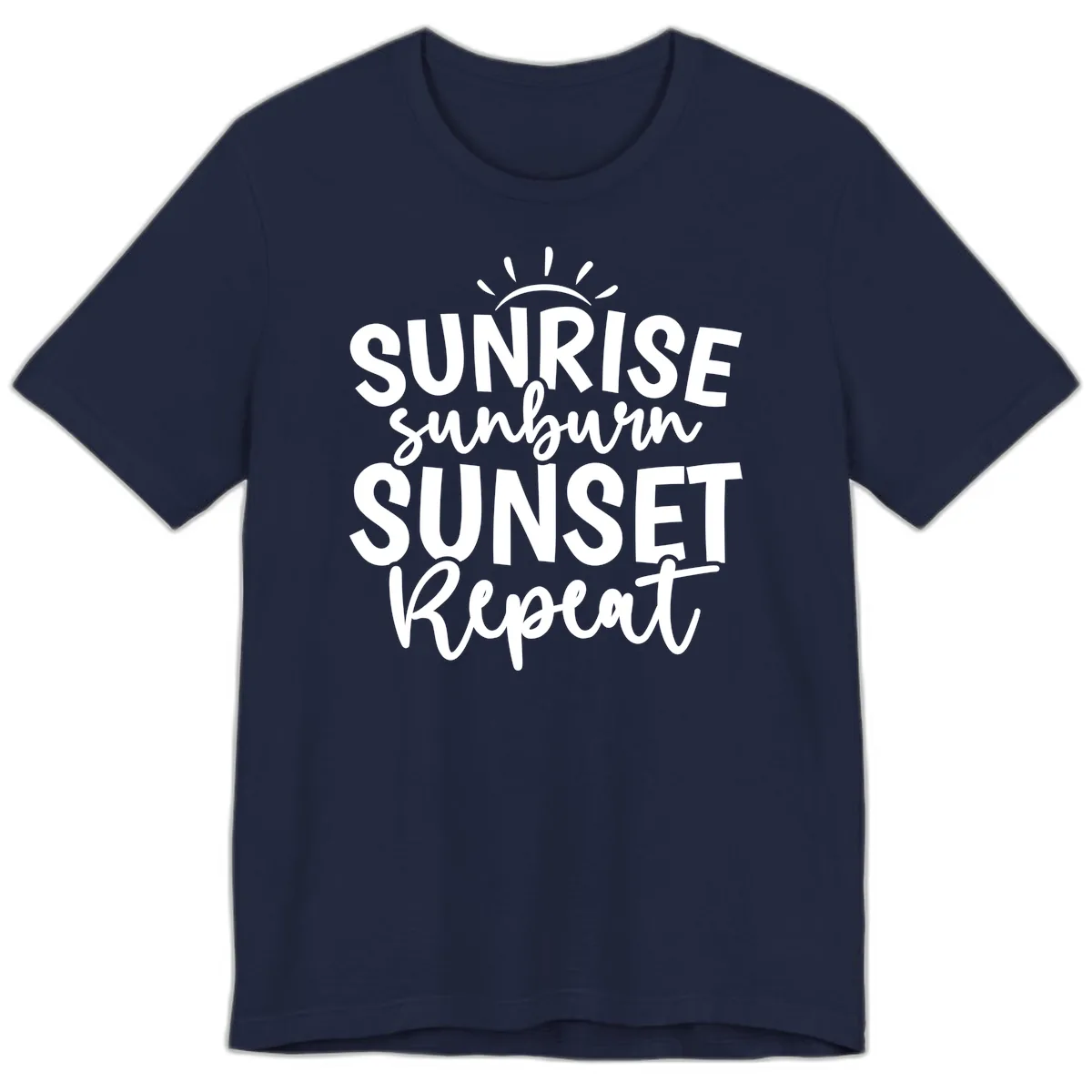 Sunrise Sunburn Sunset Repeat Premium T-Shirt in Navy