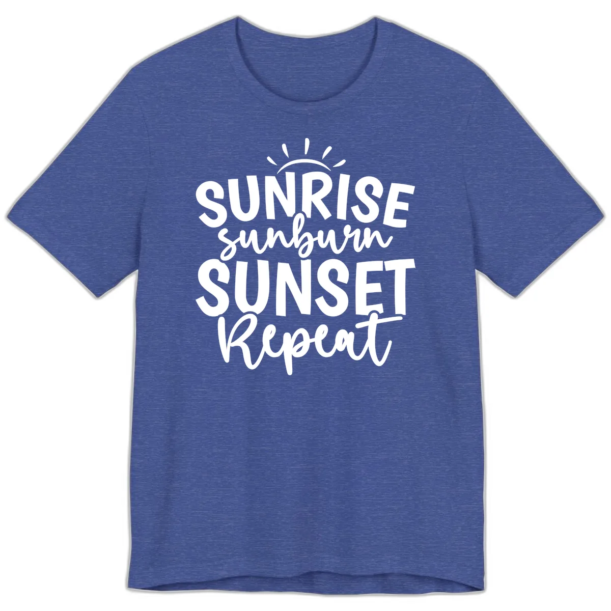 Sunrise Sunburn Sunset Repeat Premium T-Shirt in Heather True Royal
