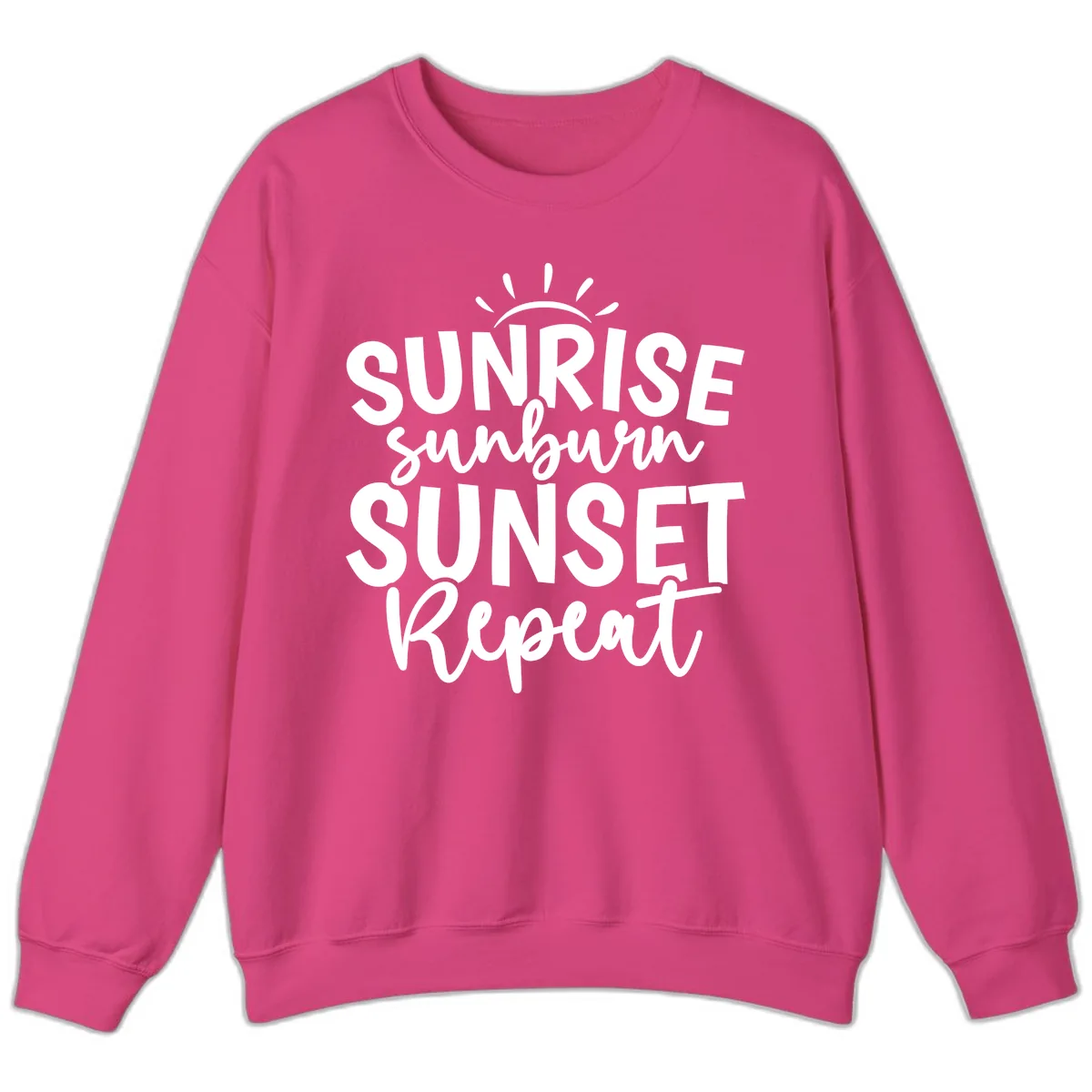 Sunrise Sunburn Sunset Repeat Sweatshirt in Heliconia