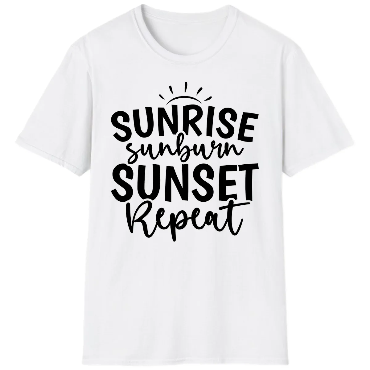 Sunrise Sunburn Sunset Repeat T-Shirt in White