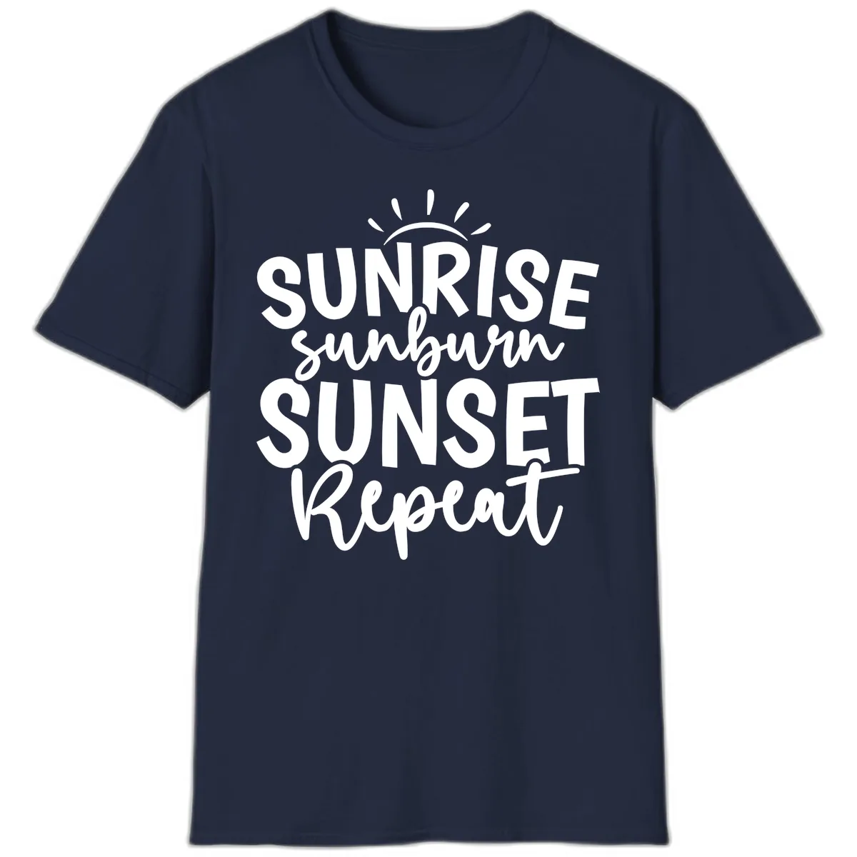 Sunrise Sunburn Sunset Repeat T-Shirt in Navy