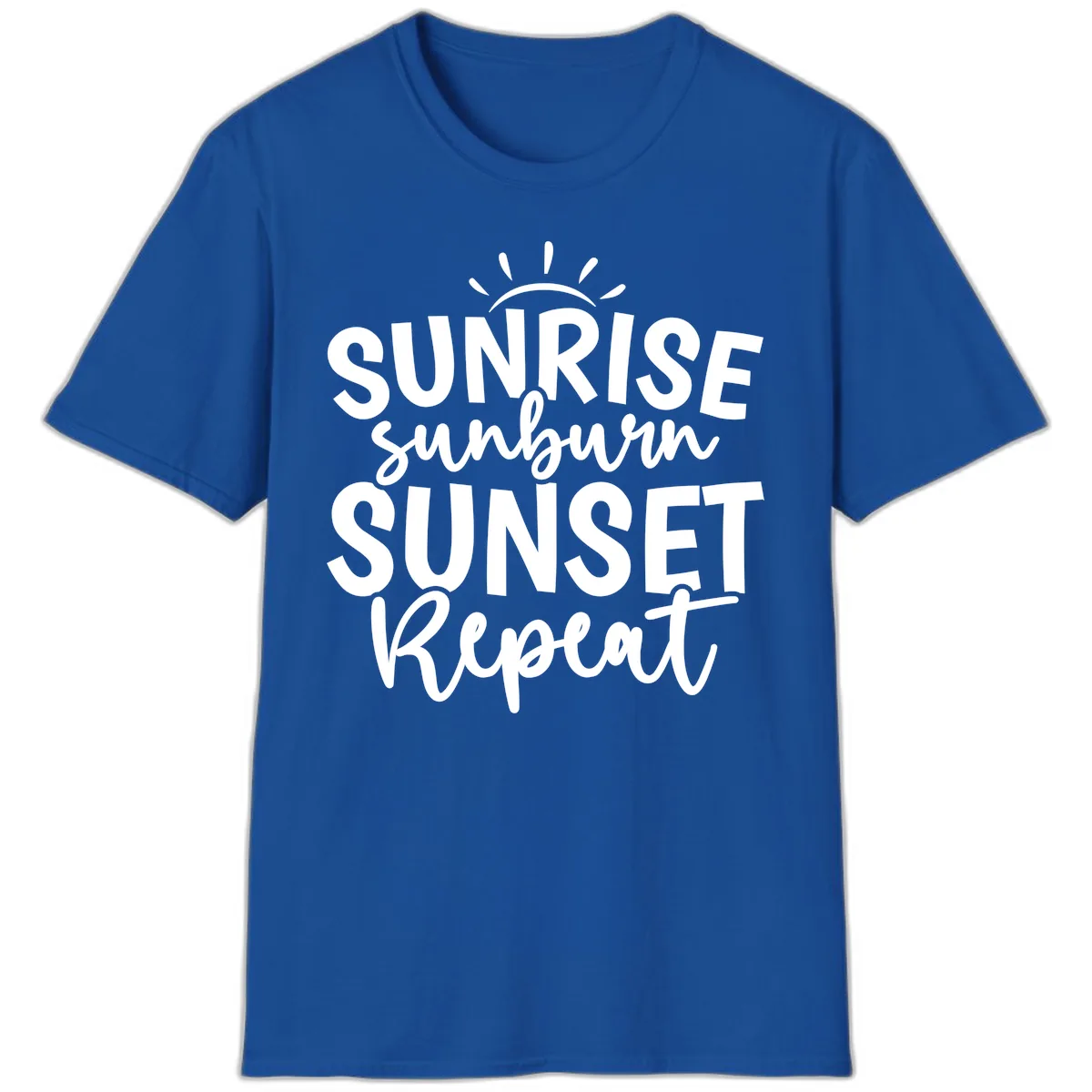 Sunrise Sunburn Sunset Repeat T-Shirt in Royal
