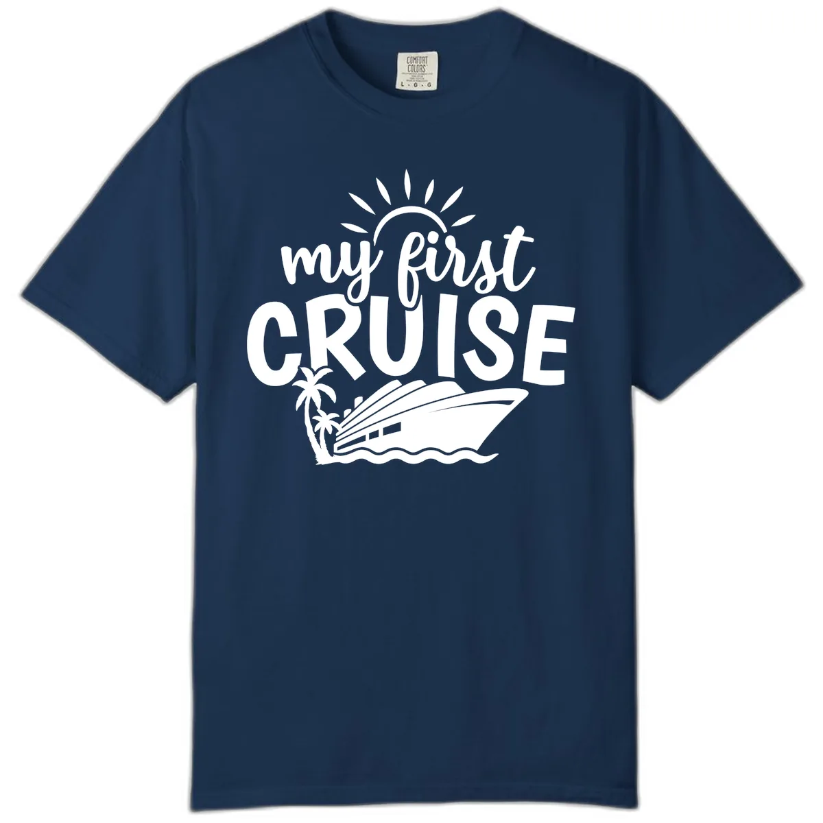 My First Cruise Palm Tree Design Comfort Color in Navy