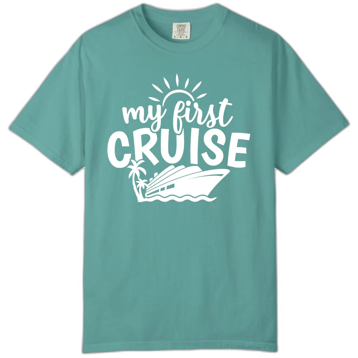 My First Cruise Palm Tree Design Comfort Color in Seafoam