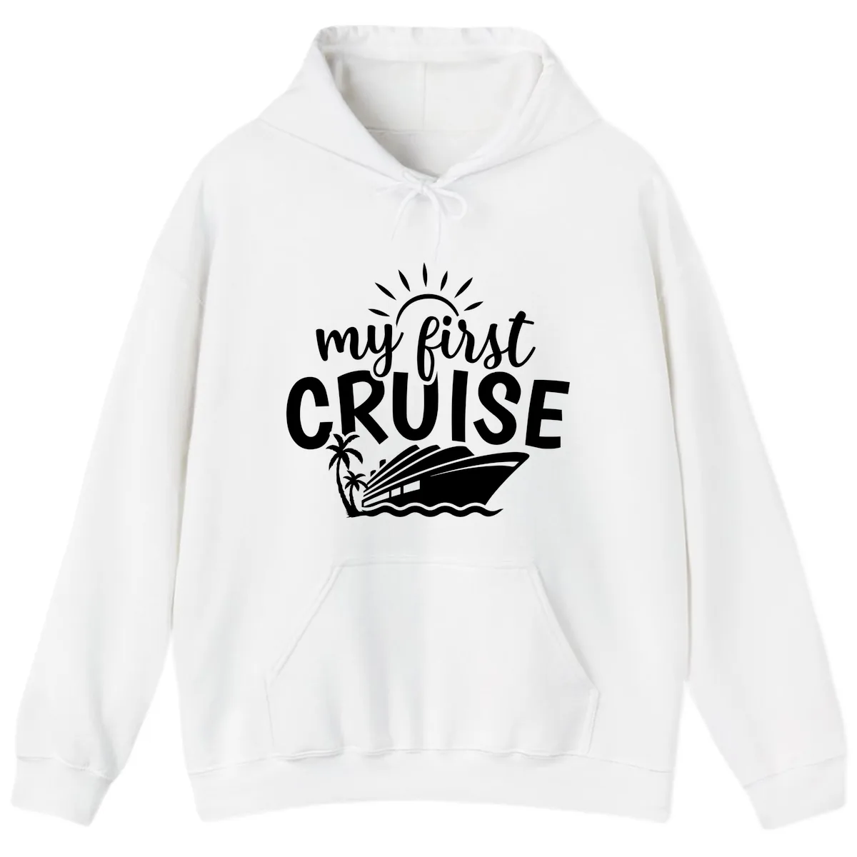 My First Cruise Palm Tree Design Hoodie in White