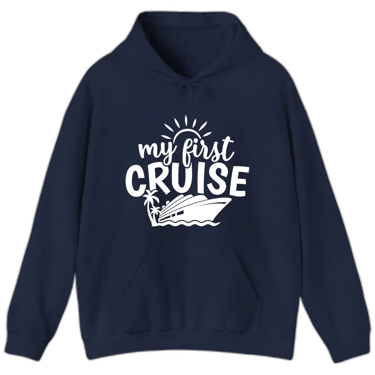 My First Cruise Palm Tree Design Hoodie in Navy