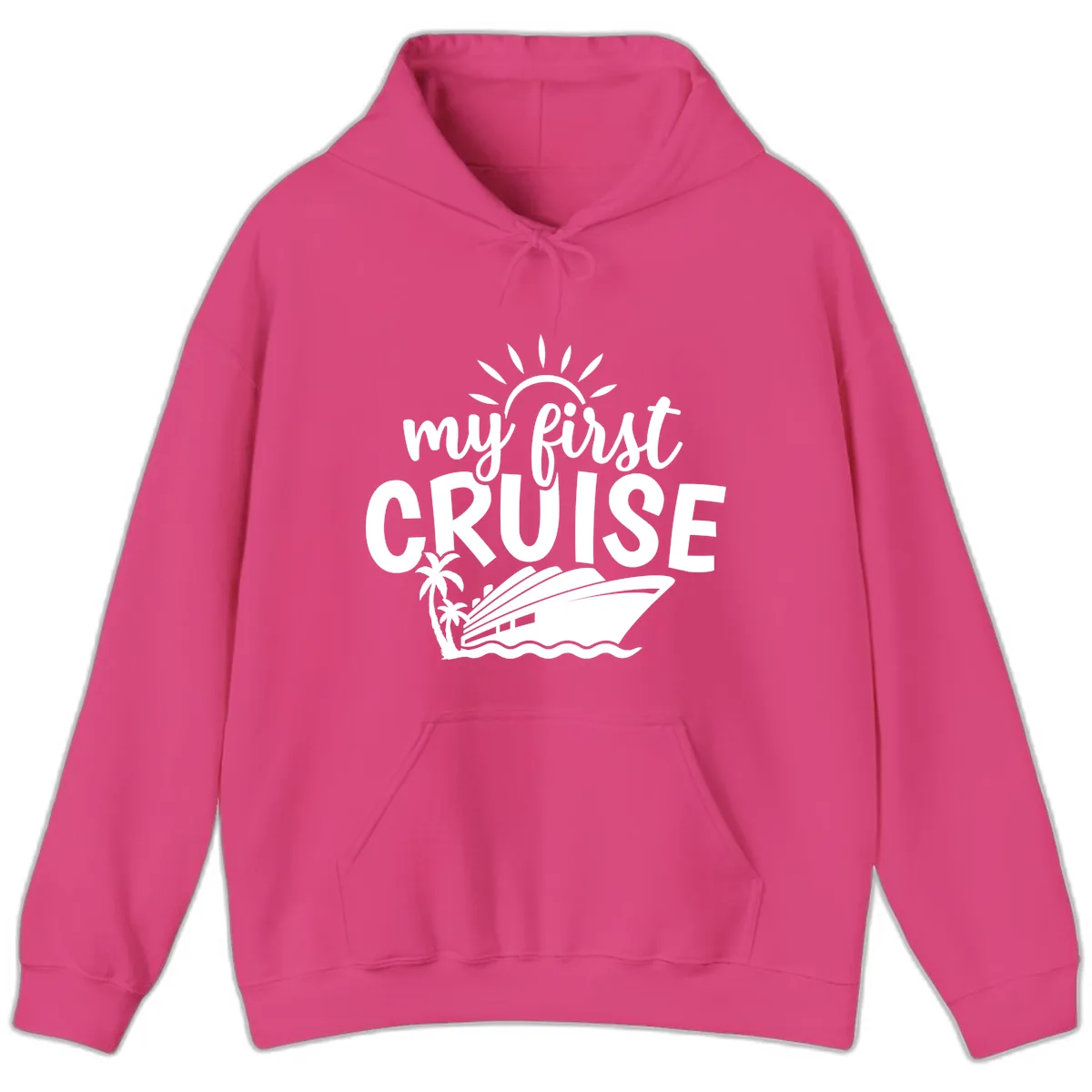 My First Cruise Palm Tree Design Hoodie in Heliconia